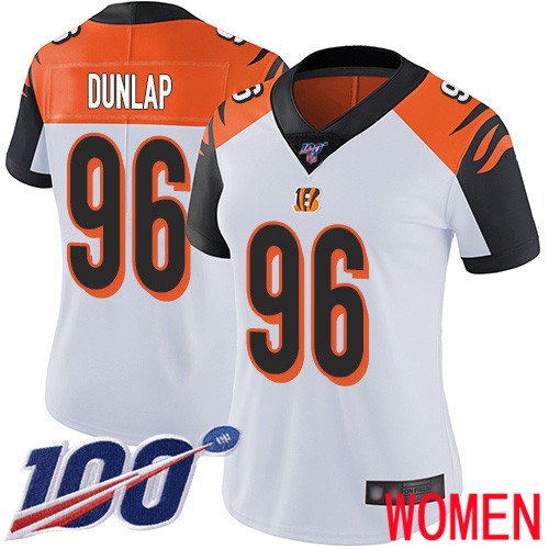 Cincinnati Bengals Limited White Women Carlos Dunlap Road Jersey NFL Footballl #96 100th Season Vapor Untouchable->women nfl jersey->Women Jersey